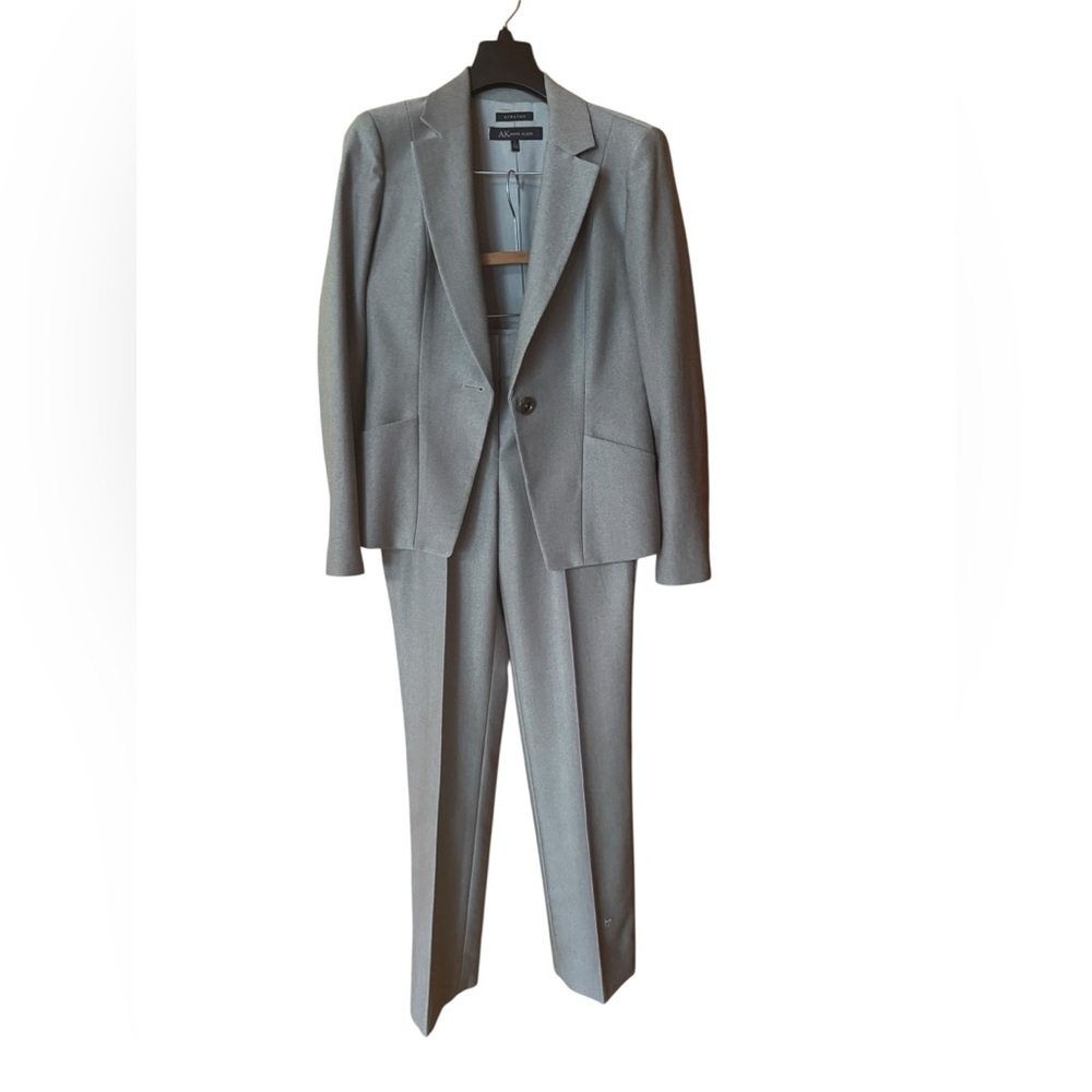 NWOT Anne Klein Gray Micro Houndstooth Pant Suit